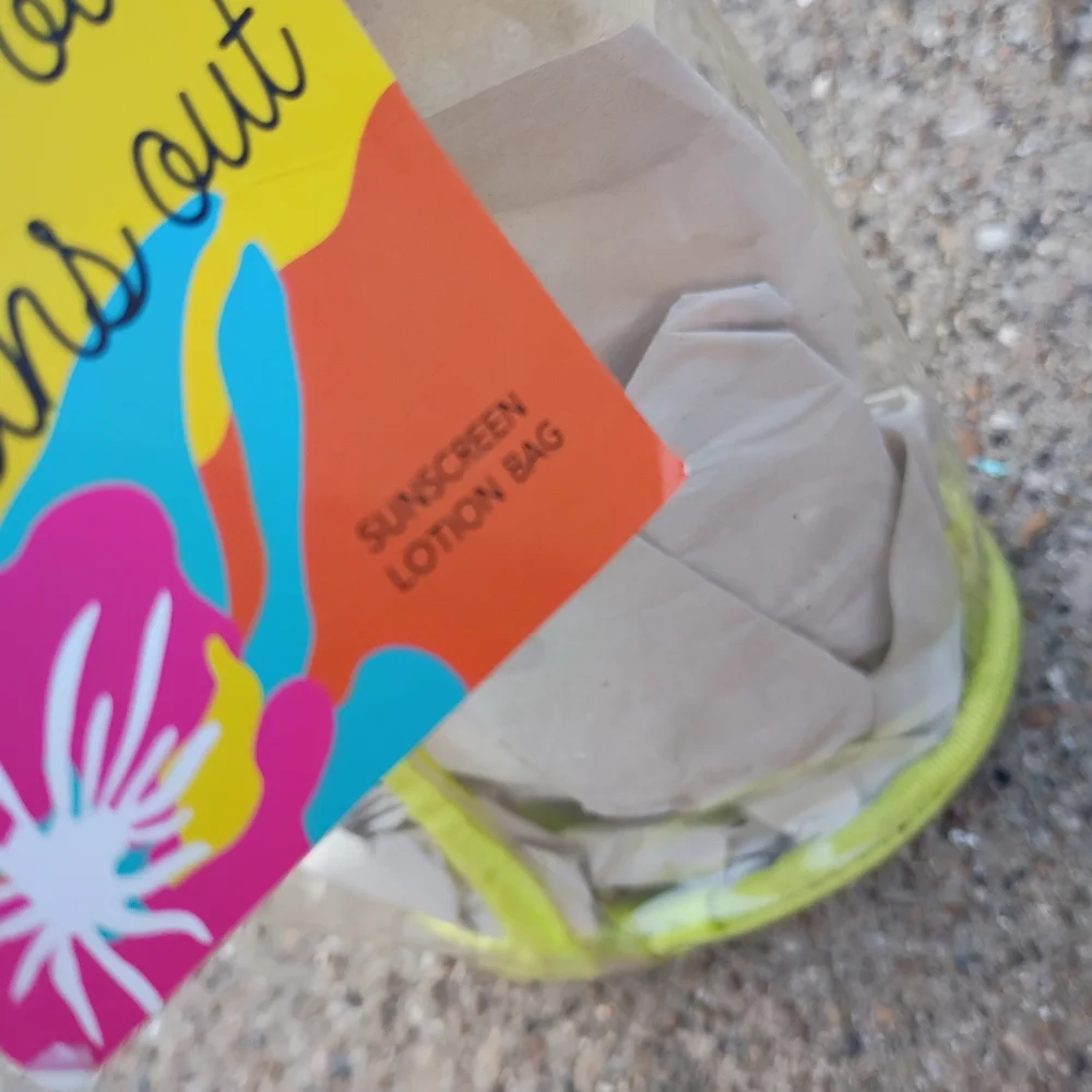 NWT Neiman Marcus Colorful Beach Bag with Neon Accents